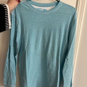 Reclaimed Vintage Men's Long Sleeve Tee in Heather Aqua